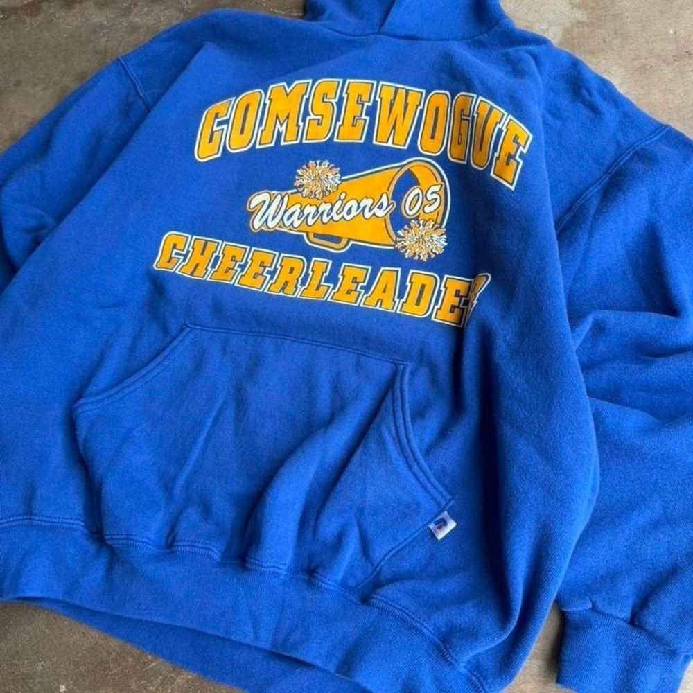 Vintage 90s Russell Athletic blue vintage cheerleading hoodie - Picture 2 of 7